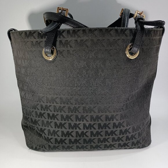 Michael Kors Purse Black Gold Jetset Bucket Shoulder Bag - Picture 1 of 11